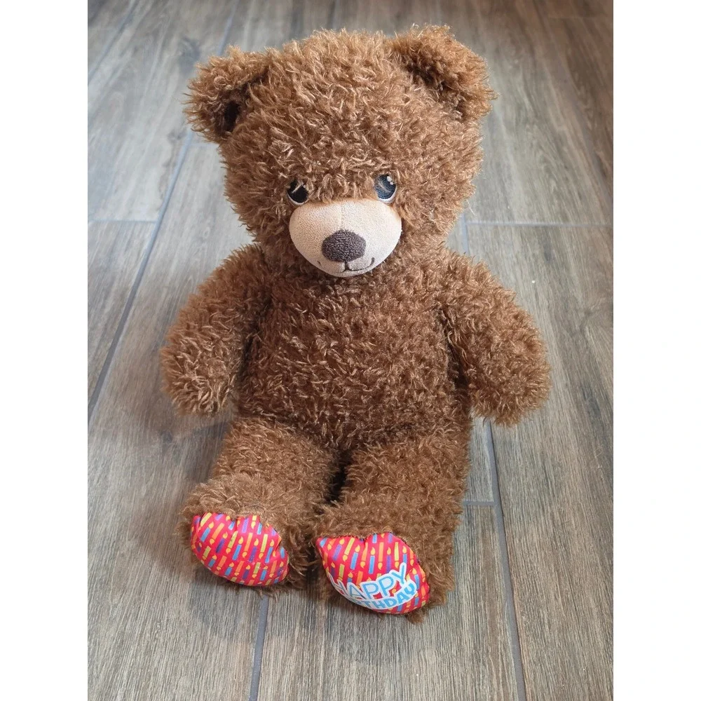 Build-A-Bear Happy Birthday Treat Bear Brown Shaggy Plush Stuffed Animal 16 inch